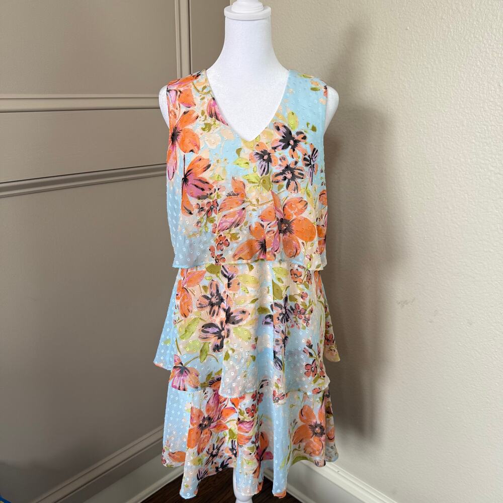 Donna Ricco New York Tired Floral Lined Dress Size 8